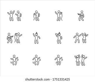 Party celebration icons on white background