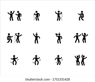 Party celebration icons on white background