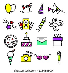 party and celebration icons set