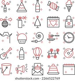 Party and celebration icons set, party vector icons, party icons pack, new year pack, event icons set, celebration  set, vecto set, party fill color pack
