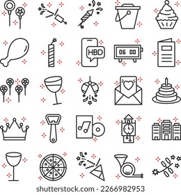 Party and celebration icons set, party vector icons, party icons pack, new year pack, event icons set, celebration  set, vecto set, party fill color pack
