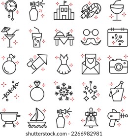Party and celebration icons set, party vector icons, party icons pack, new year pack, event icons set, celebration  set, vecto set, party fill color pack
