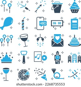 Party and celebration icons set, party vector icons, party icons pack, new year pack, event icons set, celebration  set, vecto set, party fill color pack
