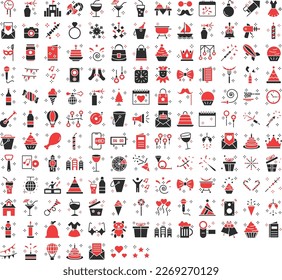 Party and celebration icons set, party vector icons, party icons pack, new year pack, event icons set, celebration  set, vecto set, party fill color pack
