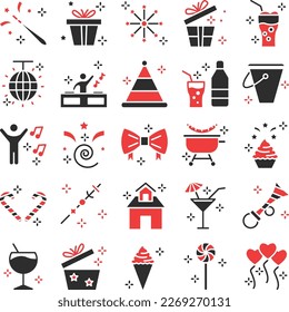 Party and celebration icons set, party vector icons, party icons pack, new year pack, event icons set, celebration  set, vecto set, party fill color pack

