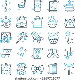 Party and celebration icons set, party vector icons, party icons pack, new year pack, event icons set, celebration  set, vecto set, party fill color pack
