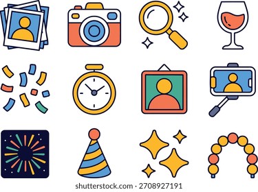 Iconos del partido y de la celebración fijados Vector