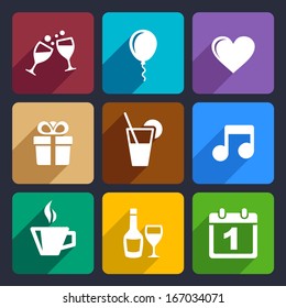 Party and Celebration icons set for Web and Mobile Applications