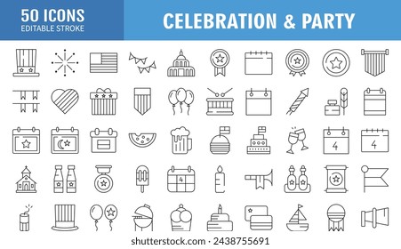 Party and Celebration Line Icon Design