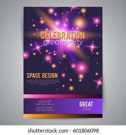 Party celebration poster with space design