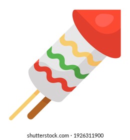 
Party celebration, rocket firecracker flat icon design