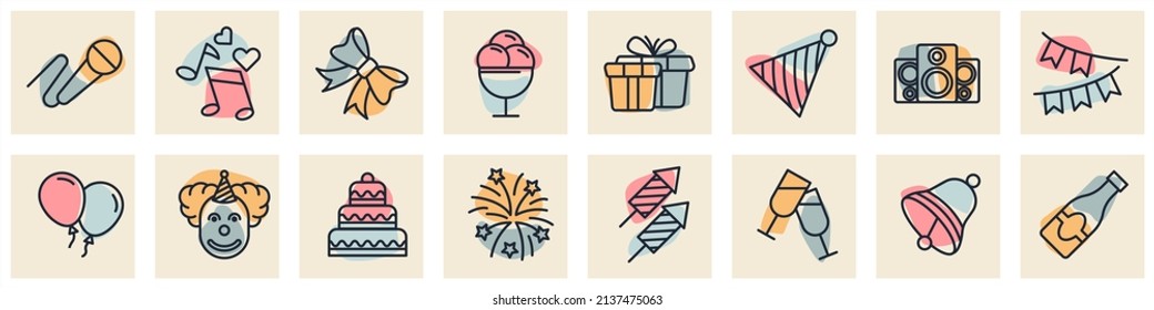 Party, celebration set icon symbol template for graphic and web design collection logo vector illustration