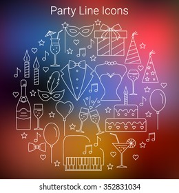 Party and Celebration vector  line Icons set . 