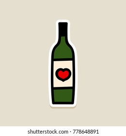 Party champagne alcohol celebration alcoholic drinks. Valentine's day icon, doodle, hand drawn. Decoration for greeting cards, posters, patches, prints for clothes, emblems, sticker, icon, logo.