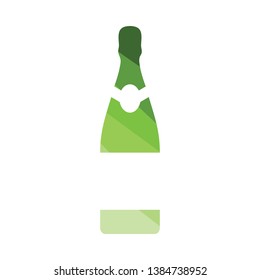 Party champagne and glass icon. Flat color design. Vector illustration.