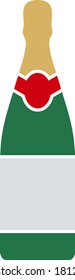 Party Champagne And Glass Icon. Flat Color Design. Vector Illustration.
