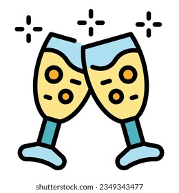 Party champagne icon outline vector. Wedding event. Service manager color flat