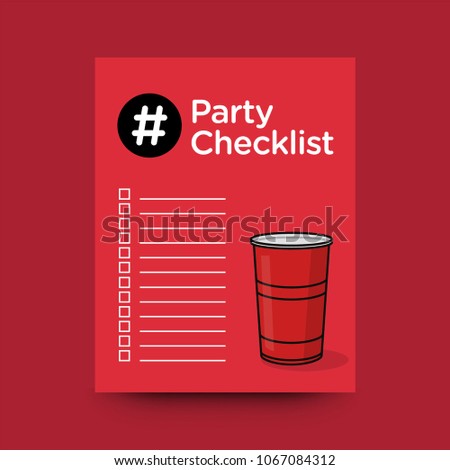 party checklist do list template red stock vector royalty free