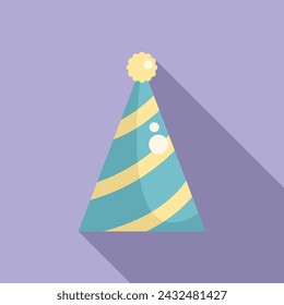 Party child hat icon flat vector. Celebrate anniversary. Amusement festive