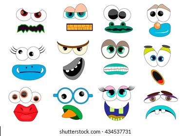 Party for Children - Funny Monsters. Mask, Photobooth Props. Monster Mouths and  Eyes Set.