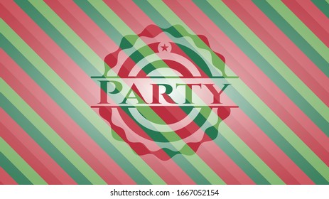 Party christmas badge background. Vector Illustration. Detailed.
