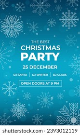 Party Christmas Poster with Snowflakes Pattern