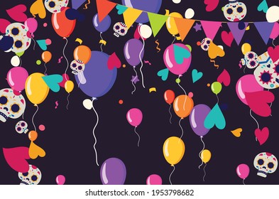 Party Cinco De Mayo background and colorful balloons vector illustration for greeting card, ad, promotion, poster, flier, blog, article