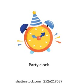 Relógio de festa doodle vetor contorno Adesivo. Arquivo EPS 10