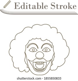 Party Clown Face Icon. Editable Stroke Simple Design. Vector Illustration.