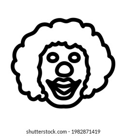 Party Clown Face Icon. Editable Bold Outline Design. Vector Illustration.