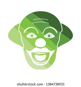 Party clown face icon. Flat color design. Vector illustration.