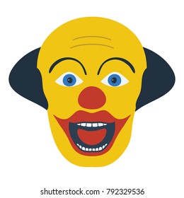 Party clown face icon. Flat color design. Vector illustration.