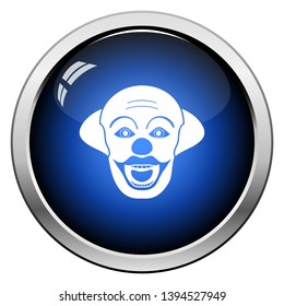 Party Clown Face Icon. Glossy Button Design. Vector Illustration.