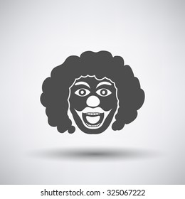 Party clown face icon on gray background with round shadow. Vector illustration.