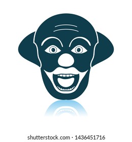 Party Clown Face Icon. Shadow Reflection Design. Vector Illustration.