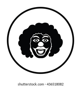 Party clown face icon. Thin circle design. Vector illustration.