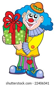 Party clown with gift