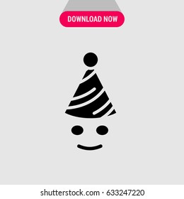 Party Clown Vector Icon, The symbol of clown's face. Simple, modern flat vector illustration for mobile app, website or desktop app 