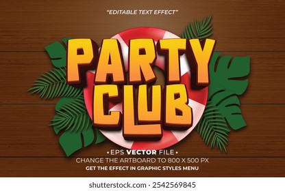 Party club text effect editable vector 3d