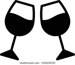 Party Clubing Service Business Symbol on White background, clinking glasses concept, Cheers Vector Glyph Icon Design, 