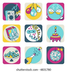 Party color icons - others of same series : http://www.shutterstock.com/lightboxes.mhtml?lightbox_id=499006