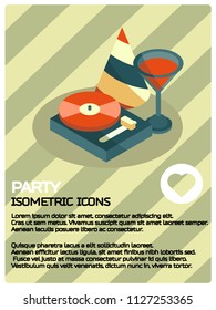 Party color isometric poster