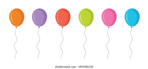 Party colorful balloon icons set. Holiday birthday.