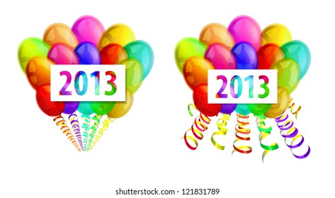 party colorful balloons 2013 on white background