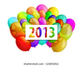 party colorful balloons 2013 on white background