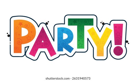 PARTY! colorful vector hand lettering banner