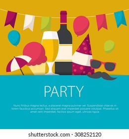 Party concept in flat design. Party equipment, vector illustration.