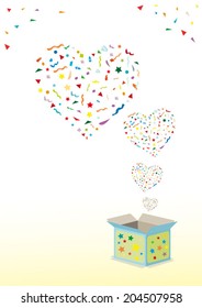 Party concept. Out of the box explosion. Vector