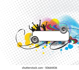 party concept, silhouettes of group dancing , vector illustration