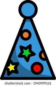 Party Cone Hat Icon. Editable Bold Outline With Color Fill Design. Vector Illustration.